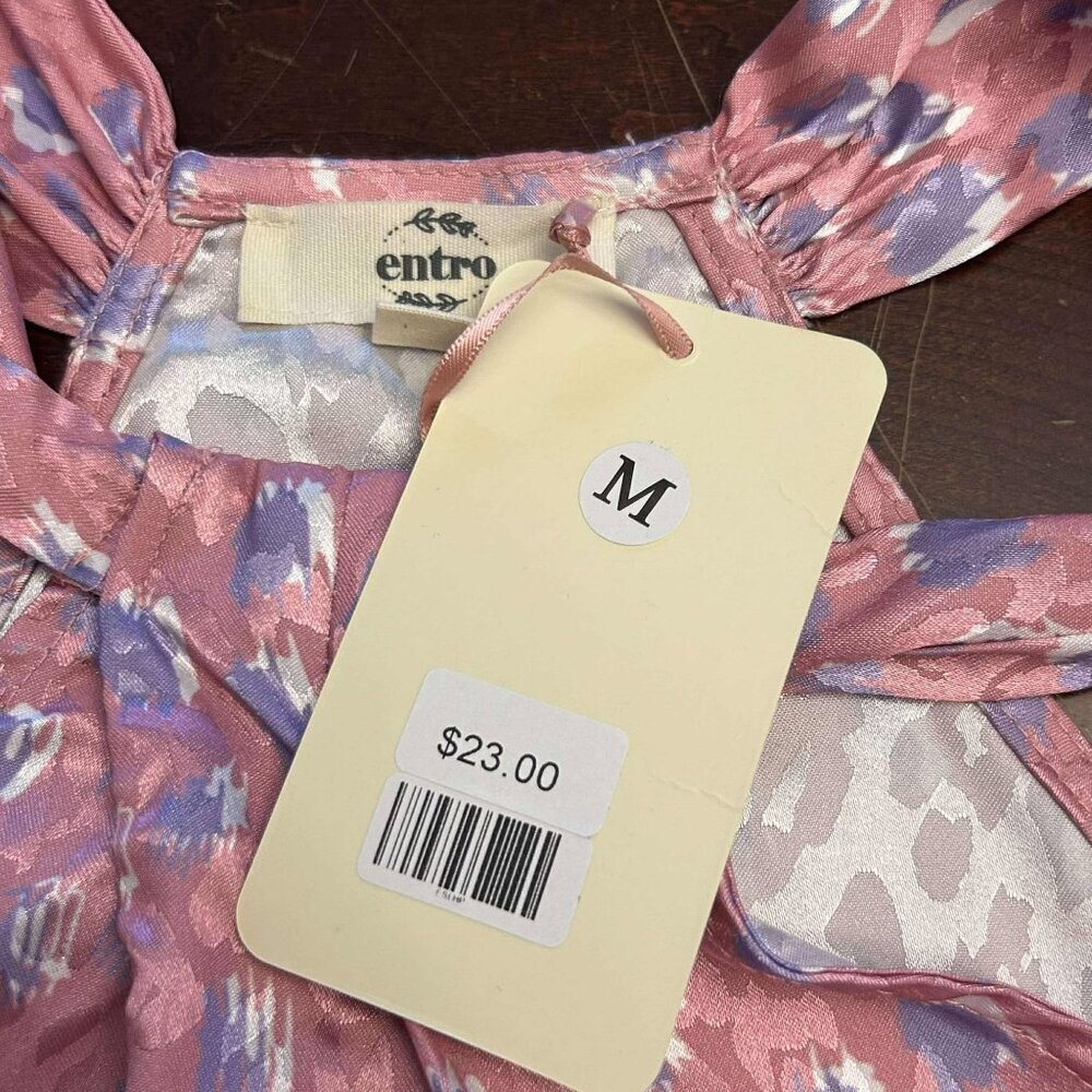 Boutique Top Women Size Small Medium Large Animal Print Pink Purple Silky NEW - Picture 10 of 13